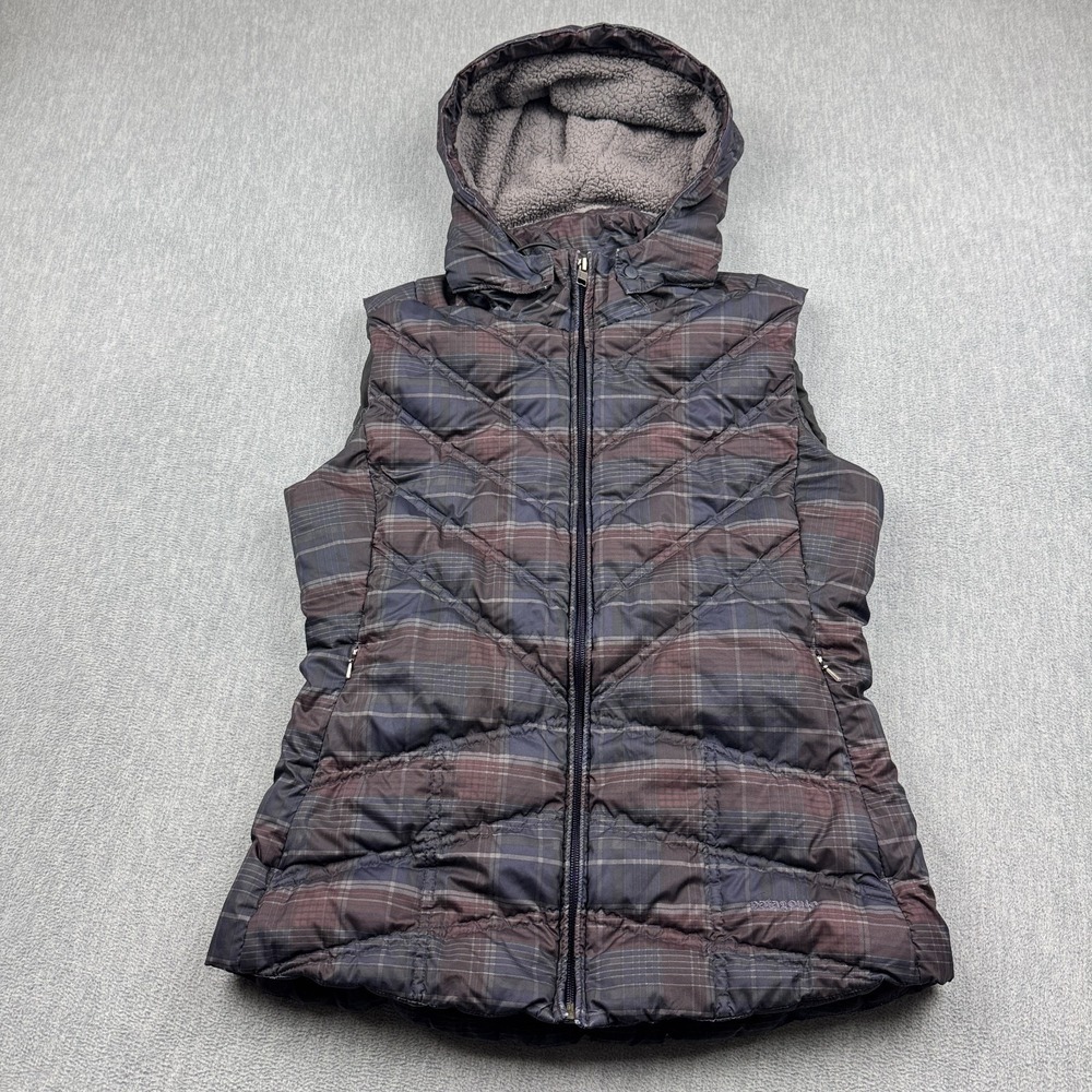 Patagonia Vest Womens Medium Multicolor Down With It Plaid Hooded Puffer 28395‎